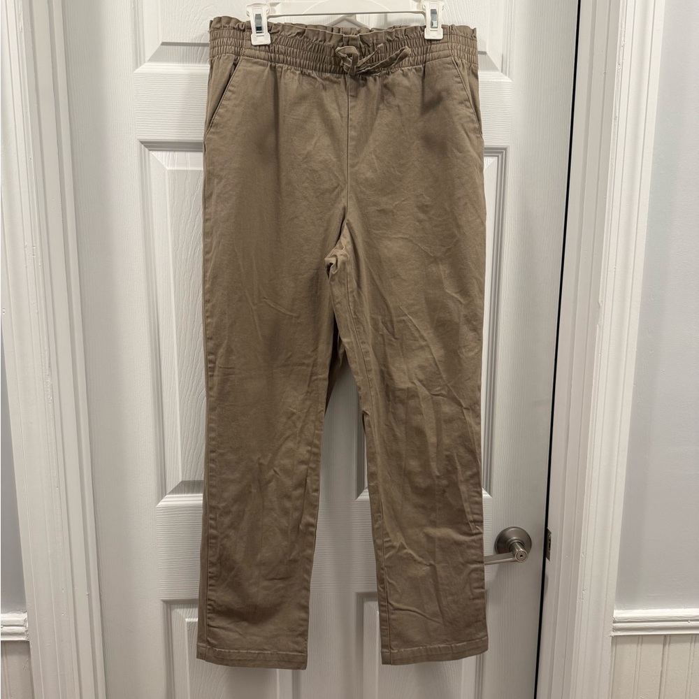 Gloria Vanderbilt Women’s Pull On elastic khaki straight leg pants size 14